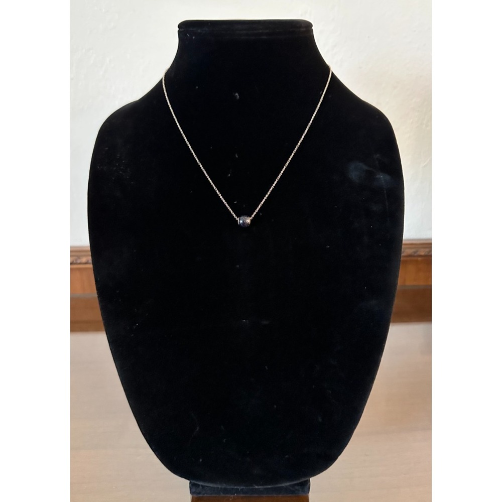 Shinola Women's Sterling Silver 20'' Simple Chain Necklace with Black Bead